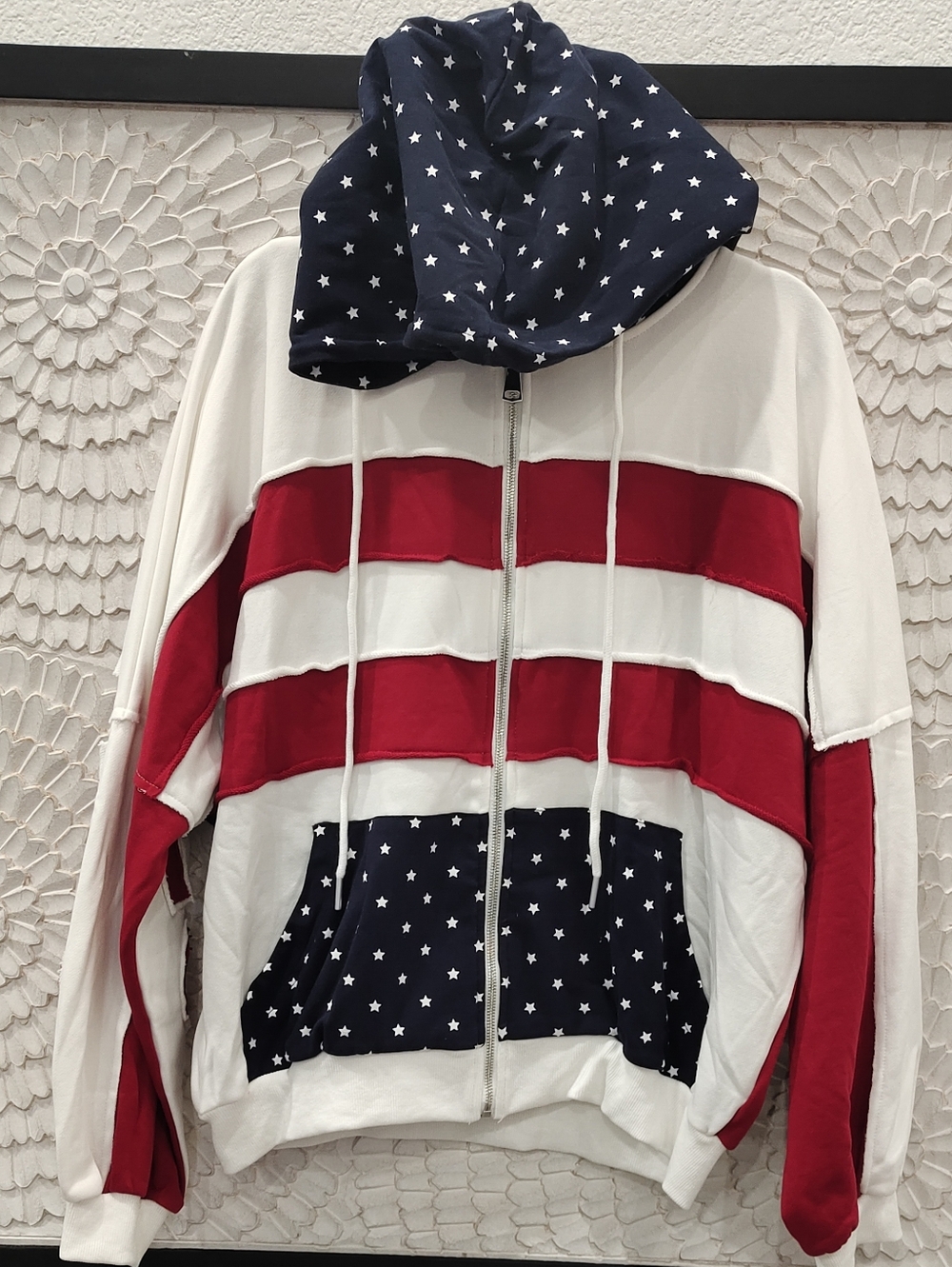 Stars & Stripes Zip Patchwork Hoodie - Picture 3 of 8